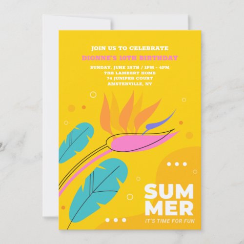 Summer Its Time For Fun Invitation