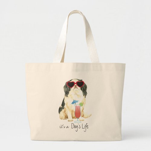 Summer Japanese Chin Large Tote Bag