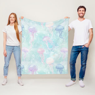 Summer Jellyfish Coastal Pattern Fleece Blanket
