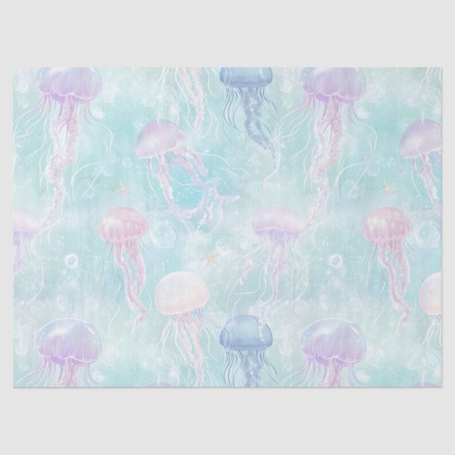 Summer Jellyfish Coastal Pattern Tissue Paper (Front)