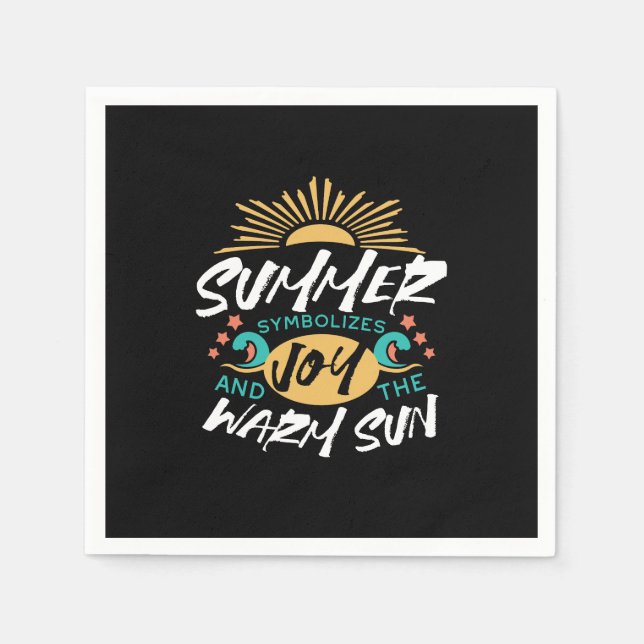 Summer Joy - Warm Sun & Happiness Quote Napkins (Front)