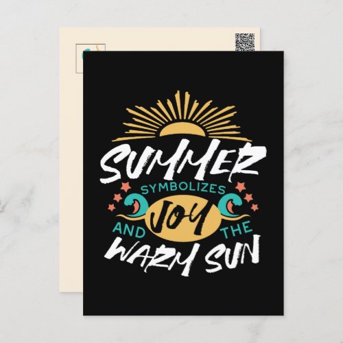 Summer Joy _ Warm Sun  Happiness Quote Postcard