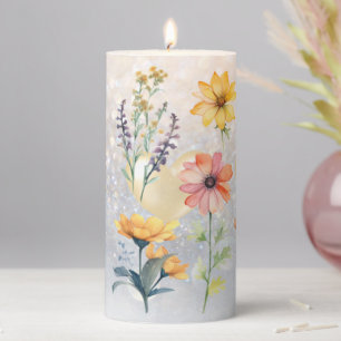Summer Joy Wildflowers Pillar Candle