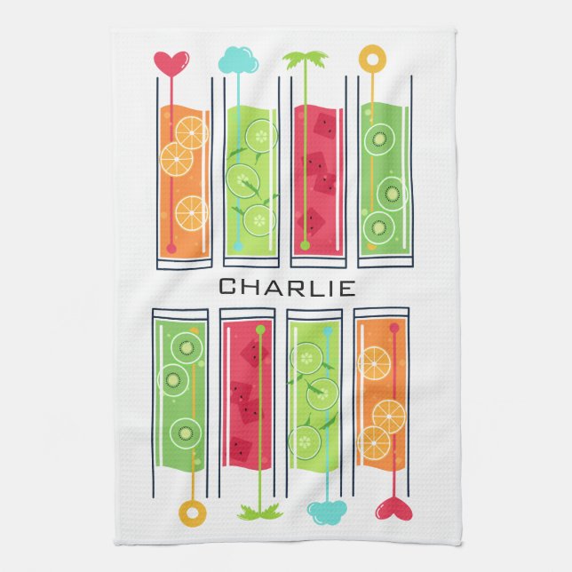 Summer Juices custom name kitchen towel (Vertical)