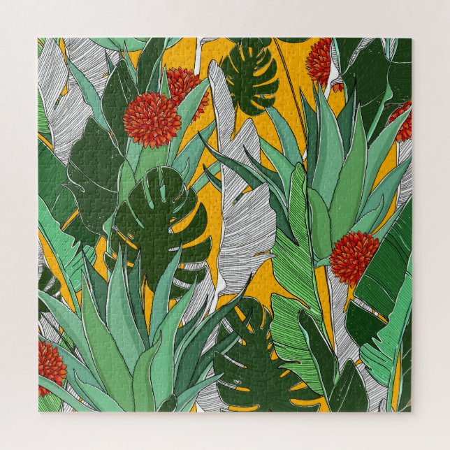 Summer Jungle: Bright Palm Pattern. Jigsaw Puzzle (Vertical)