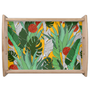 Summer Jungle: Bright Palm Pattern. Serving Tray