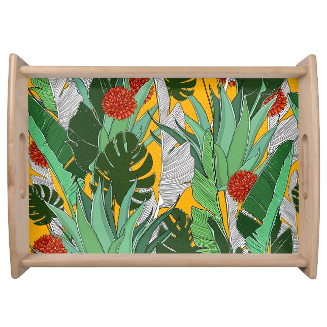 Summer Jungle: Bright Palm Pattern. Serving Tray (Front)