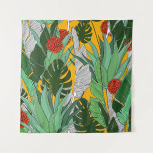 Summer Jungle: Bright Palm Pattern. Tapestry