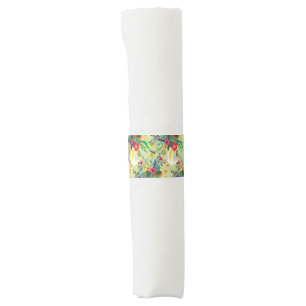 Summer Jungle Tropical Parrot Flowers Blossom Napkin Bands