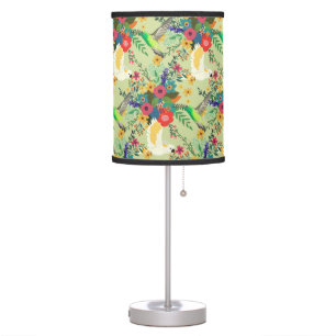 Summer Jungle Tropical Parrot Flowers Blossom Table Lamp