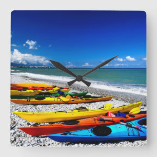 Summer Kayaking Square Wall Clock