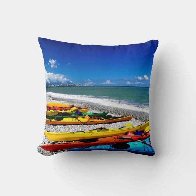 Summer Kayaking Throw Pillow (Front)