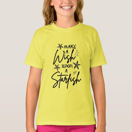 Summer Kids Quote Design Make Wish upon a Starfish T_Shirt