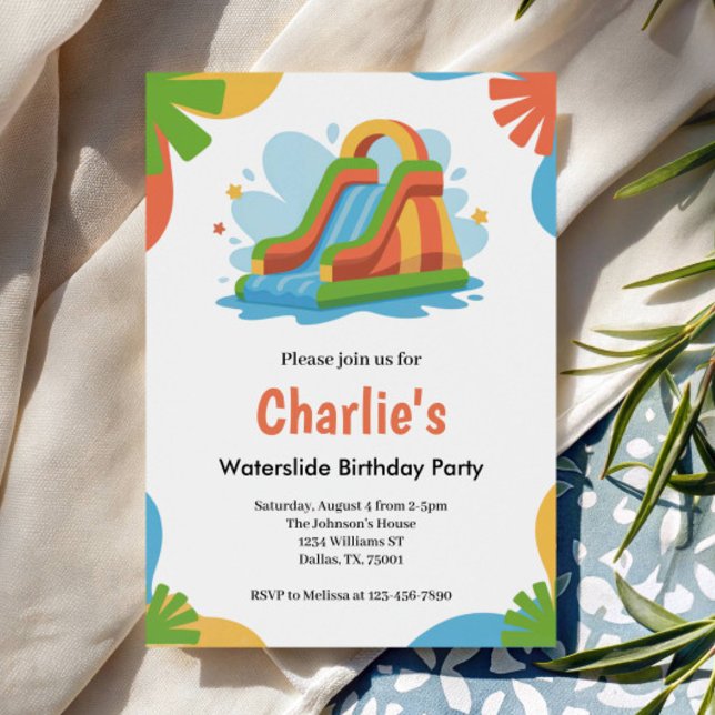 Summer Kids Waterslide Birthday Party Invitation (Creator Uploaded)