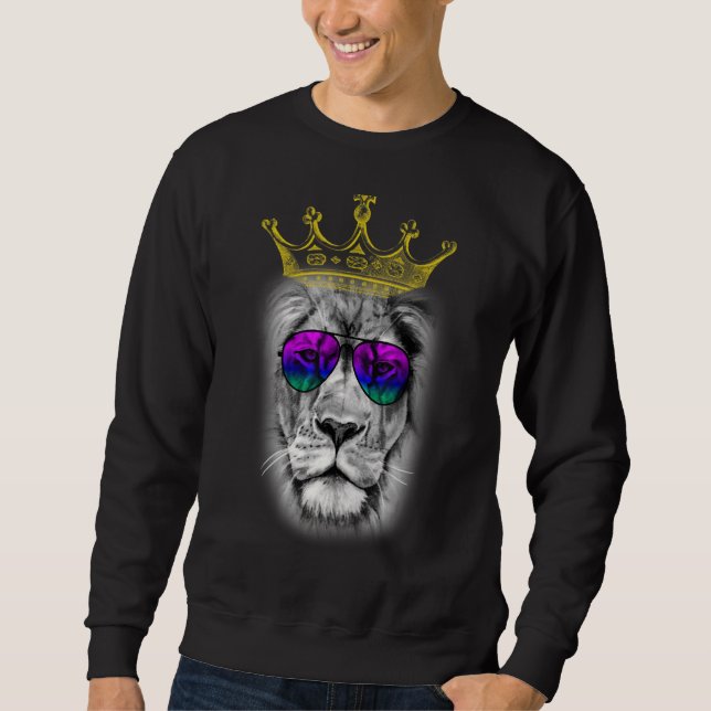 Summer King Summer Beach Lion Wearing Crown Lion Sweatshirt (Front)