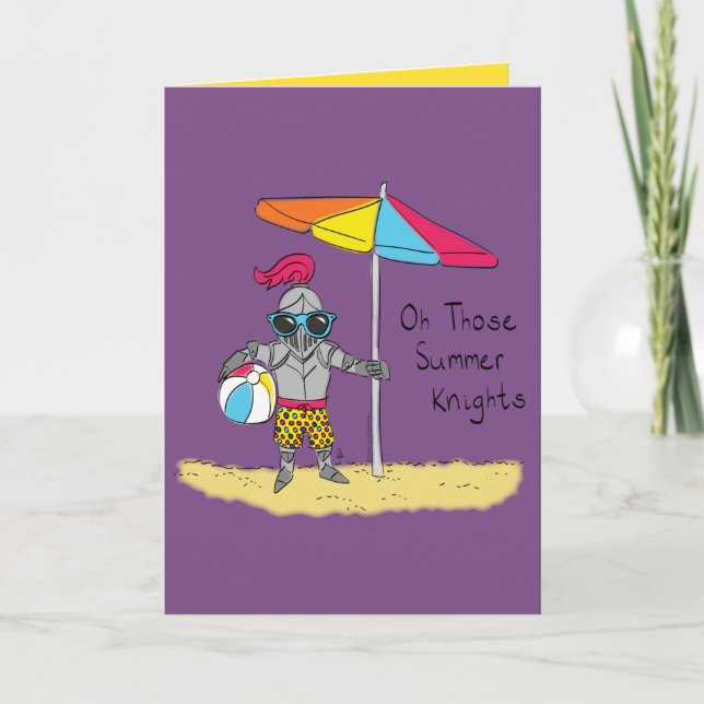 Summer Knights Beach Funny Greeting Card (Front)