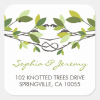 Summer Knotted Love Trees Address Wedding Stickers