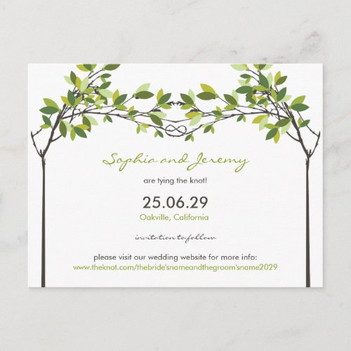 Summer Knotted Love Trees Save The Date Postcard