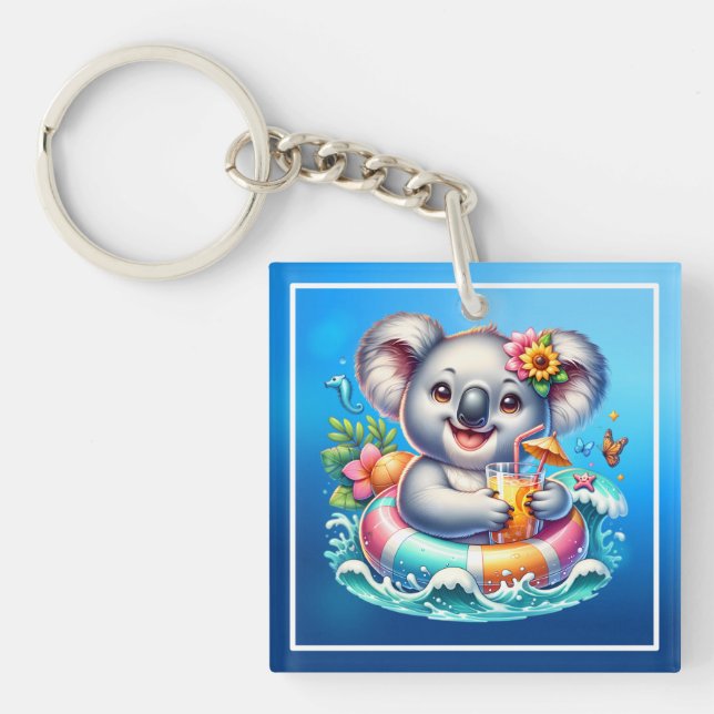 Summer Koala Sublimation Clipart-97702 Keychain (Front)