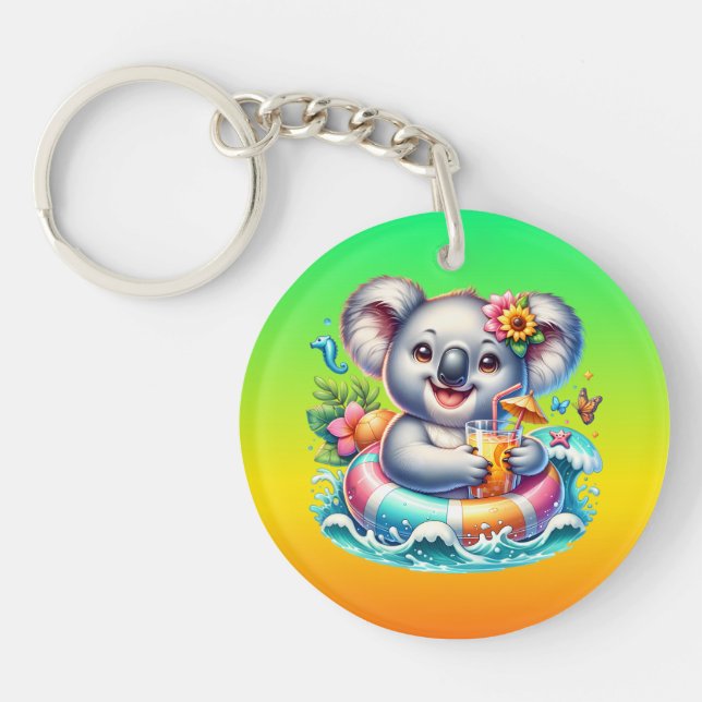 Summer Koala Sublimation Clipart-97702 Keychain (Front)