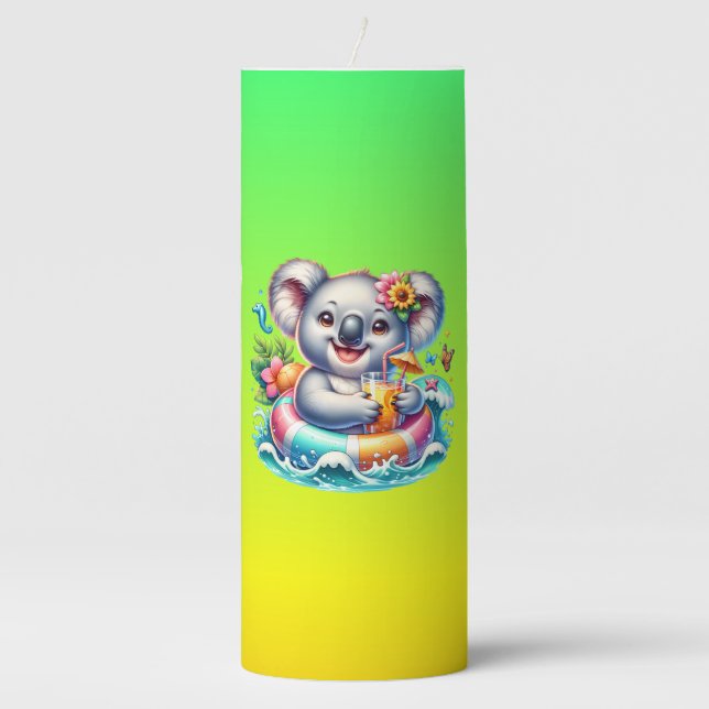 Summer Koala Sublimation Clipart-97702 Pillar Candle (Front)