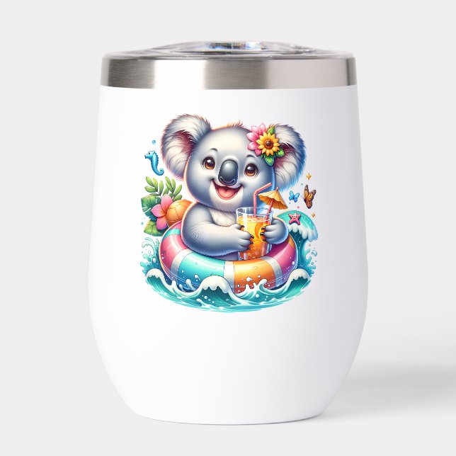 Summer Koala Sublimation Clipart-97702 Thermal Wine Tumbler (Front)