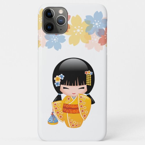 Summer Kokeshi Doll _ Yellow Kimono Geisha Girl iPhone 11 Pro Max Case