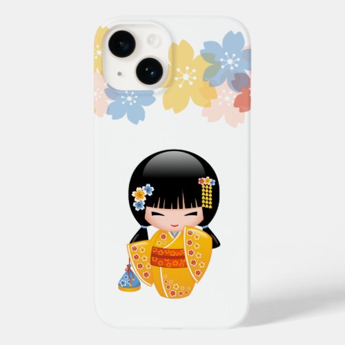 Summer Kokeshi Doll _ Yellow Kimono Geisha Girl Case_Mate iPhone 14 Case