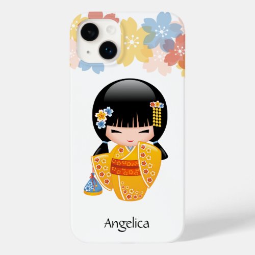 Summer Kokeshi Doll _ Yellow Kimono Geisha Girl Case_Mate iPhone 14 Plus Case