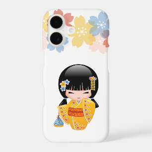 Summer Kokeshi Doll Yellow Kimono Geisha Girl iPhone 17 Case