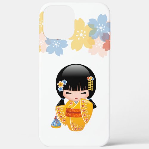 Summer Kokeshi Doll _ Yellow Kimono Geisha Girl iPhone 12 Pro Max Case