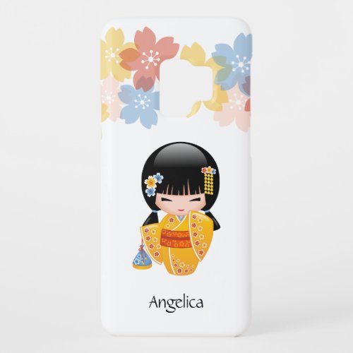 Summer Kokeshi Doll _ Yellow Kimono Geisha Girl Case_Mate Samsung Galaxy S9 Case