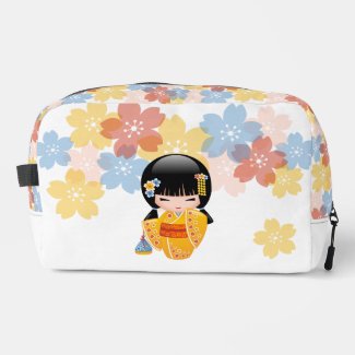 Summer Kokeshi Doll - Yellow Kimono Geisha Girl