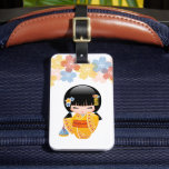Summer Kokeshi Doll - Yellow Kimono Geisha Girl Luggage Tag at Zazzle