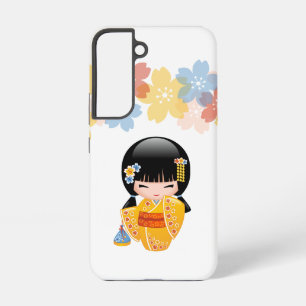 Summer Kokeshi Doll - Yellow Kimono Geisha Girl Samsung Galaxy S22 Case