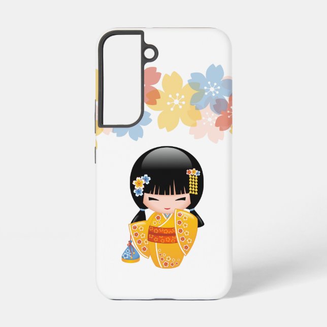 Summer Kokeshi Doll - Yellow Kimono Geisha Girl Samsung Galaxy Case (Back)