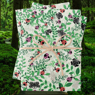 Summer - Lady Bugs, Butterflies and Leaves Wrapping Paper Sheets
