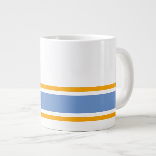 Summer Lake Cabin Light Blue Yellow Base Stripes  Giant Coffee Mug