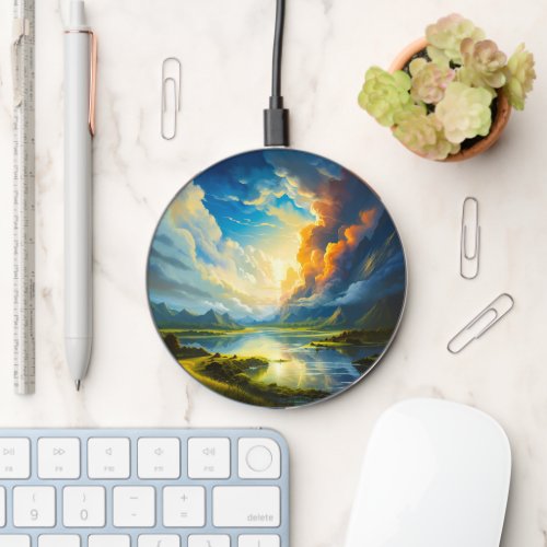 Summer Lake Illustration Wireless Charger