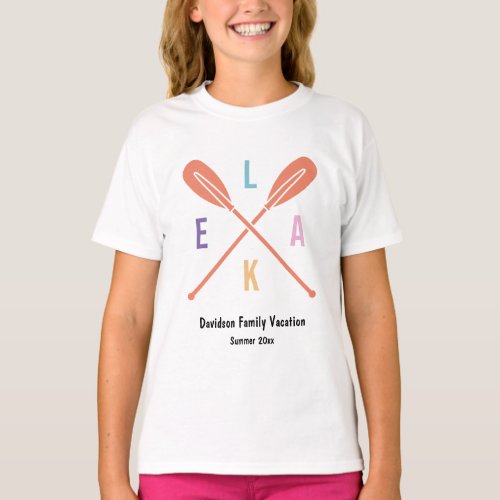 Summer Lake Paddles in Pastel Matching Family Kid T_Shirt