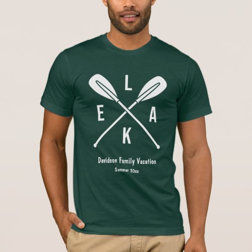 Summer Lake Paddles Matching Family Dad Green T_Shirt