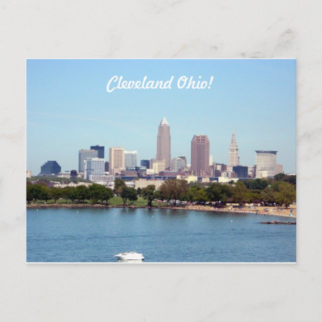 Summer Lake Skyline Cleveland OH Postcard (Front)