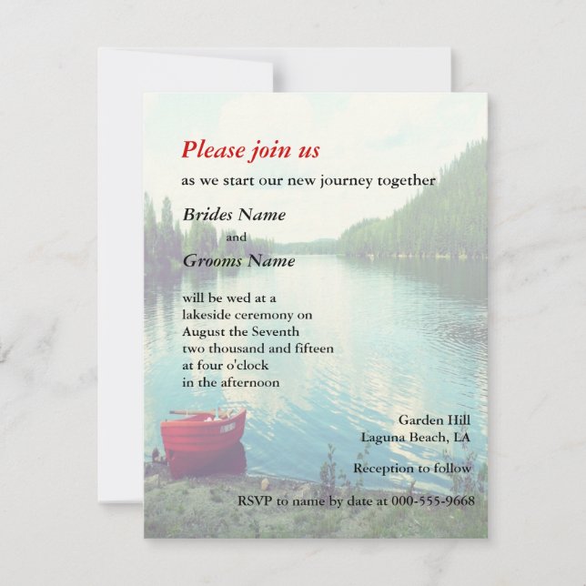 Summer Lakeside Wedding Event Custom Invites (Front)