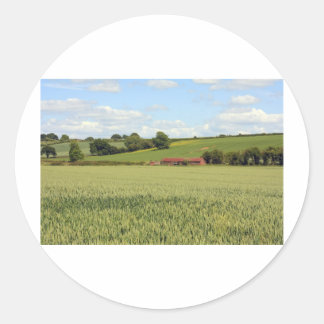 summer landscape classic round sticker