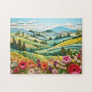 Summer landscape in paper quilt   jigsaw puzzle