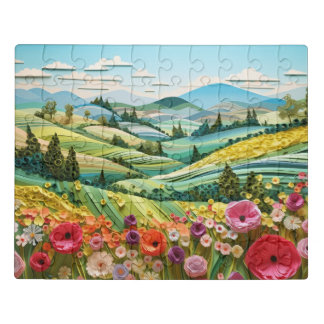 Summer landscape in paper quilt   jigsaw puzzle