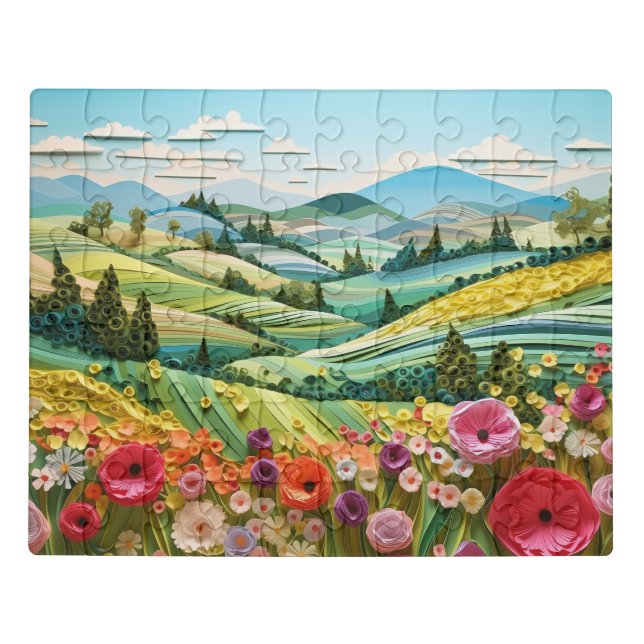 Summer landscape in paper quilt   jigsaw puzzle (Puzzle Horizontal)