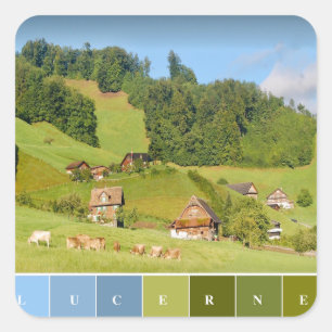 Summer Landscape in Switzerland Square Sticker