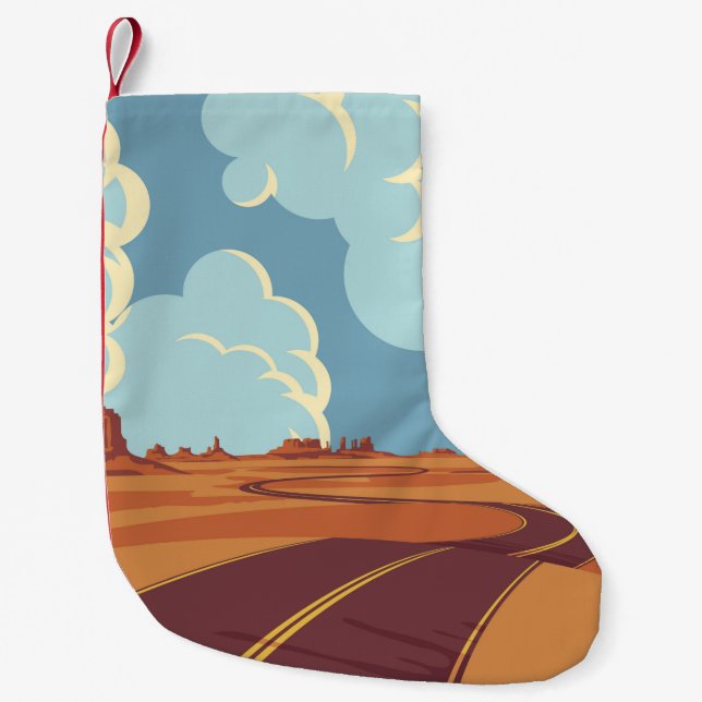 Summer landscape with an empty winding road in the small christmas stocking (Front)