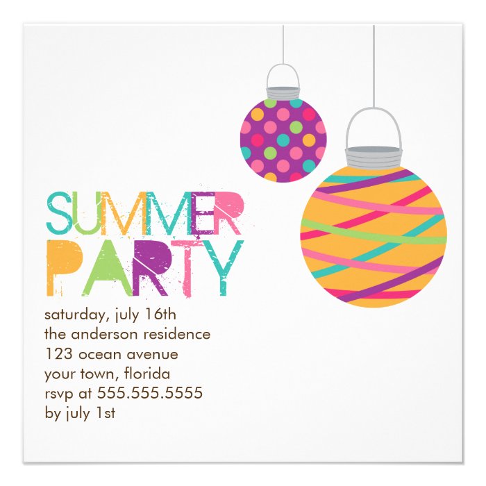 Summer Lanterns Party Invitations